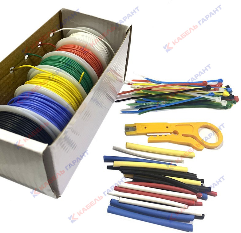 Набор силиконовых проводов 24 awg 0,2 мм2 (6 цветов по 8 м)